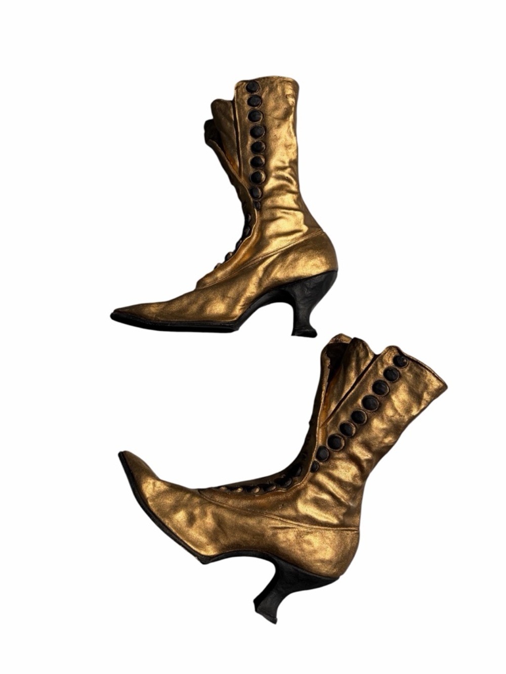 Gold Victorian Button Boot Wall Art Pair - Decorative Wall Decor